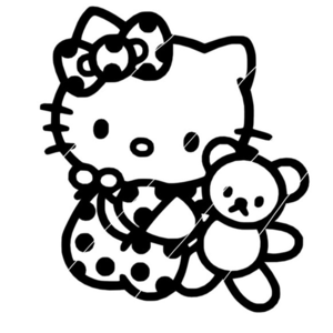 Baby Hello Kitty Teddy Bear Permanent Vinyl Decal Car Mug Cup 4”